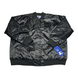 Starter‎ Green Bay Packers Jacket Mens Sz L Black NFL Football Faux Satin Bomber